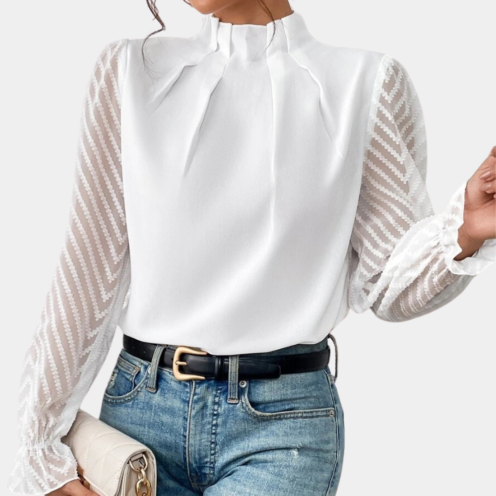 Haut Manche Longue Femme Élégant en Tissu Léger - Top Manches Longues Chic et Aéré, Disponible en Plusieurs Tailles et Couleurs-3