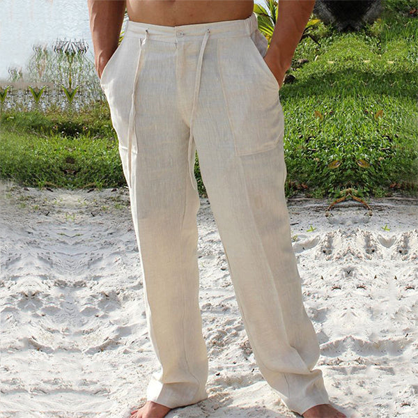 Pantalon en Lin Homme Léger et Confortable avec Taille Élastique – Idéal pour l'Été et les Jours Chauds 0