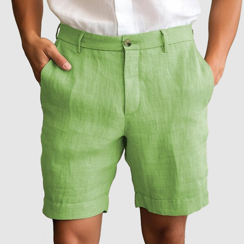 Shorts en Coton et Lin pour Hommes – Confort Optimal, Coupe Décontractée, Taille Élastique, Idéal Plage et Été 1