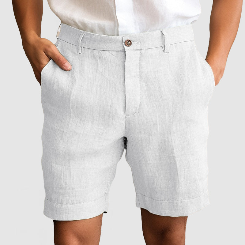 Shorts en Coton et Lin pour Hommes – Confort Optimal, Coupe Décontractée, Taille Élastique, Idéal Plage et Été 3