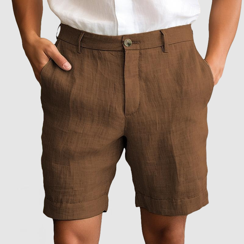 Shorts en Coton et Lin pour Hommes – Confort Optimal, Coupe Décontractée, Taille Élastique, Idéal Plage et Été 5