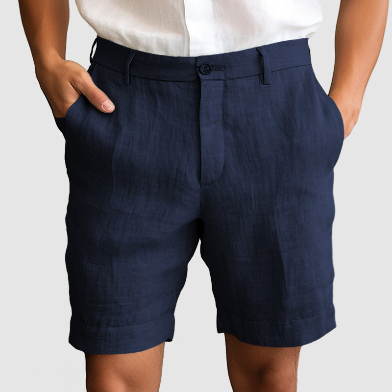 Shorts en Coton et Lin pour Hommes – Confort Optimal, Coupe Décontractée, Taille Élastique, Idéal Plage et Été 7