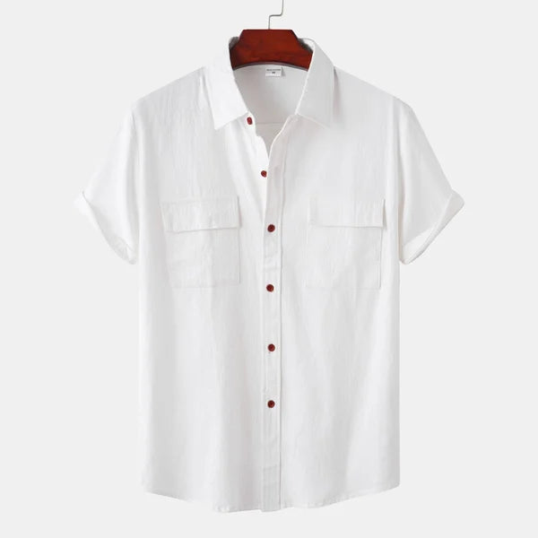 Chemise en Lin et Coton Homme à Manches Courtes – Confortable et Élégante pour l'Été-1