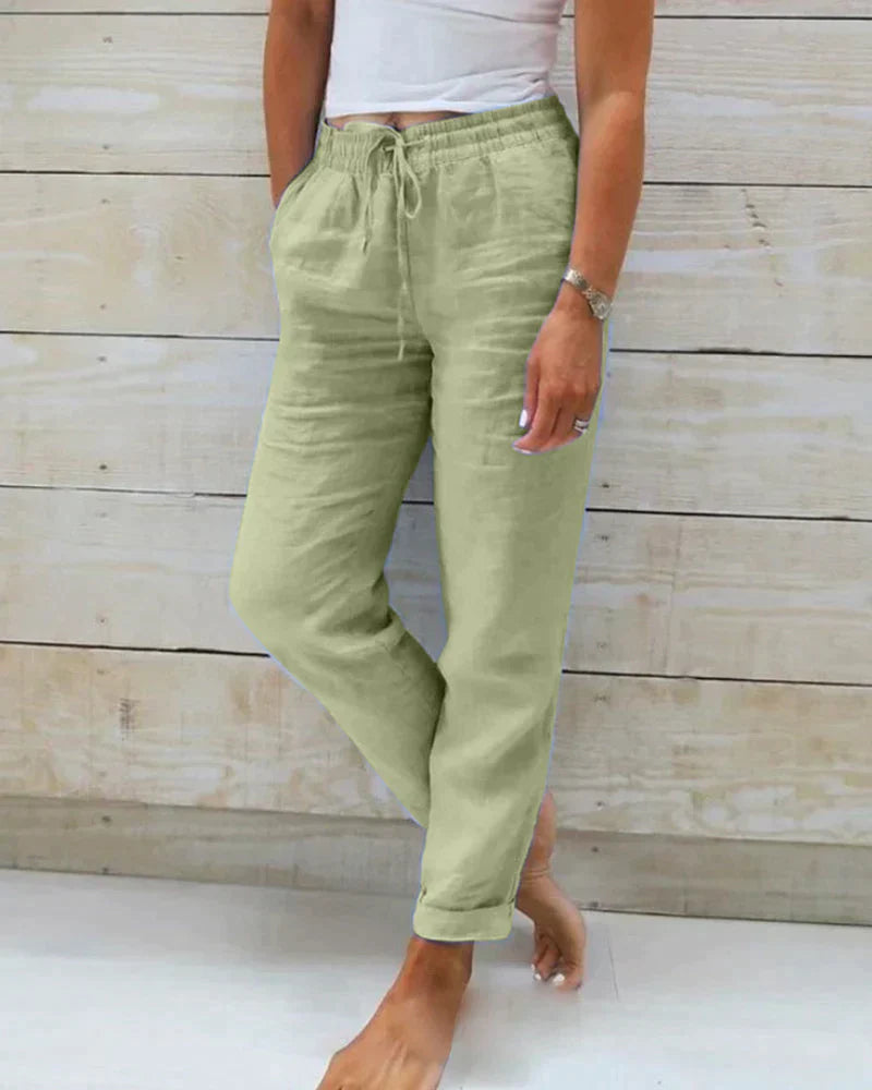 Pantalon Fluide Femme en Lin Léger – Coupe Moderne et Élégante, Idéal pour Toutes Occasions-1
