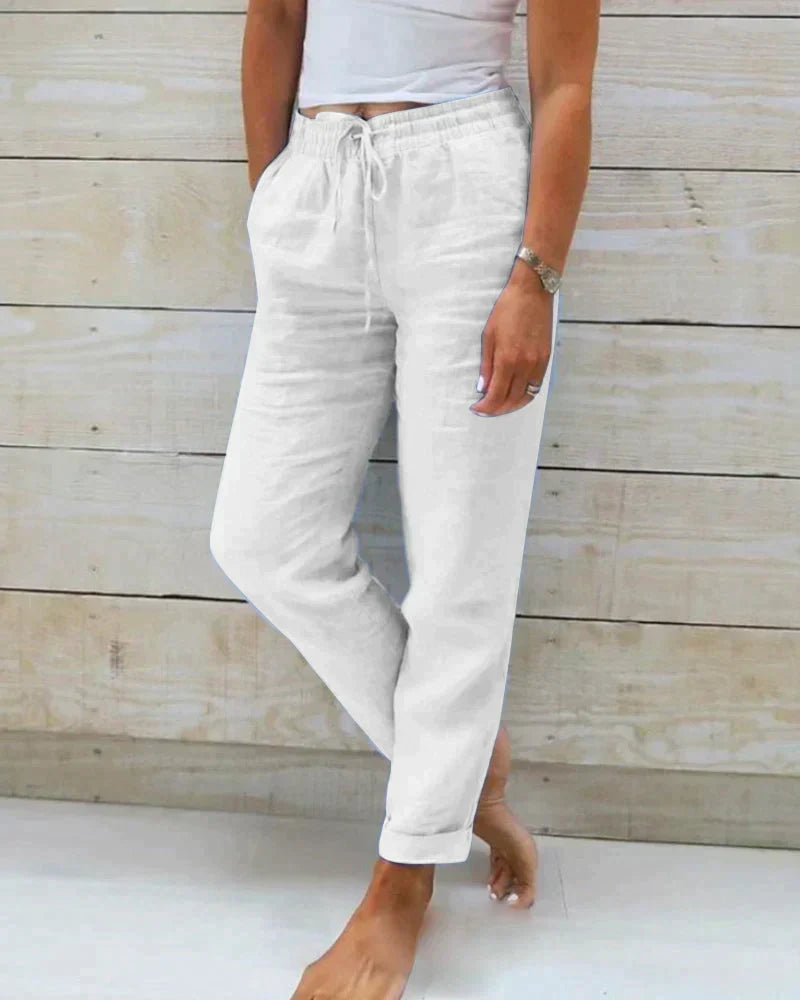 Pantalon Fluide Femme en Lin Léger – Coupe Moderne et Élégante, Idéal pour Toutes Occasions-4
