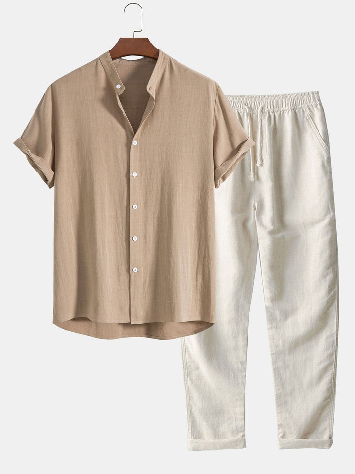Ensemble d’Été Homme – Chemise et Pantalon Léger en Lin Assortis