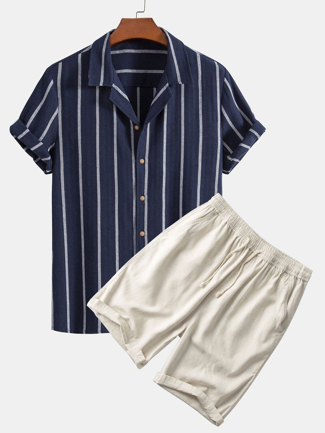 Ensemble d'été homme avec Chemise Colorée et Short à Séchage Rapide - Tissu Léger et Respirant, Idéal pour Activités Estivales-1