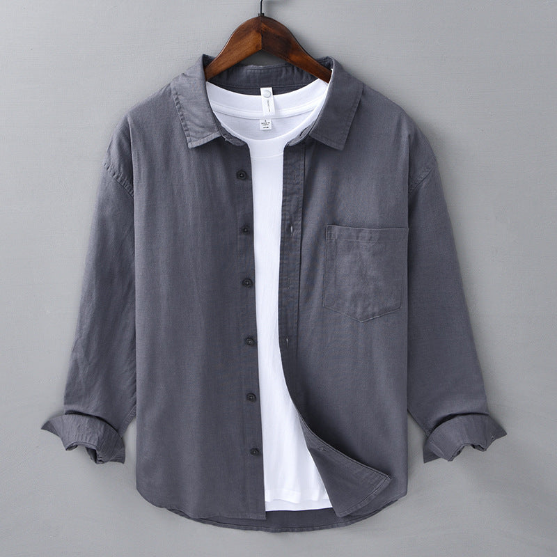 Chemise Homme - Velours Côtelé Poche Col Rabattu