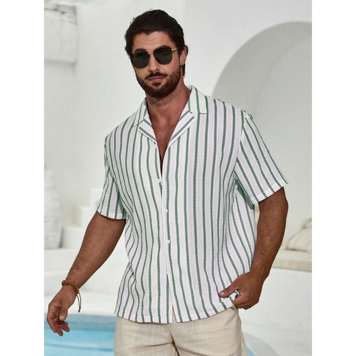 Chemise Homme Été – Manches Courtes & Col V Élégant