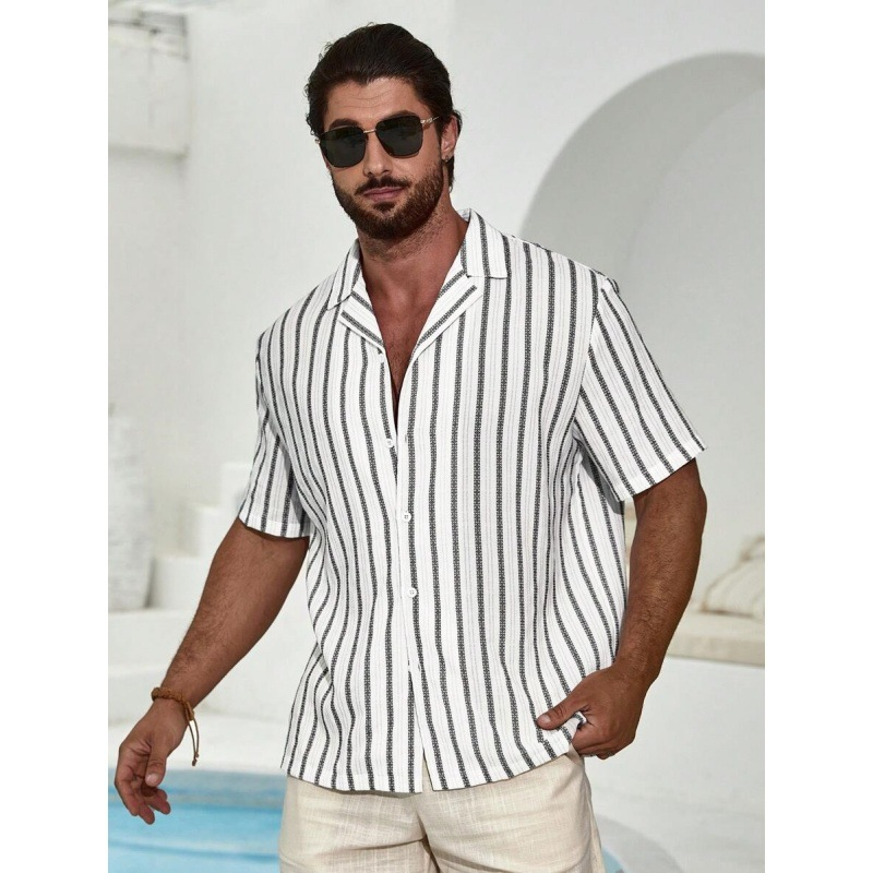 Chemise Homme Été – Manches Courtes & Col V Élégant