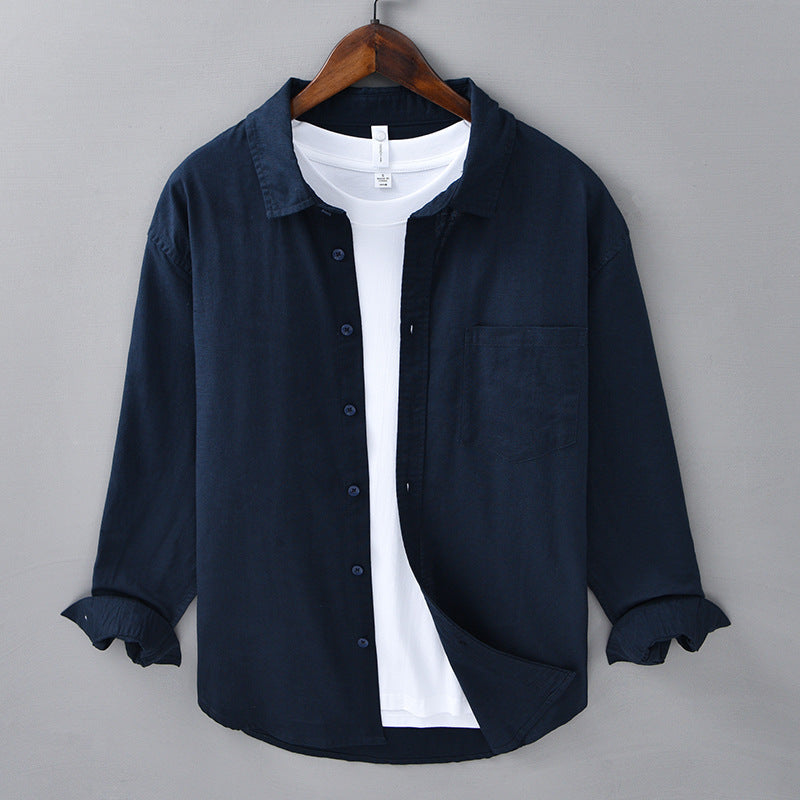 Chemise Homme - Velours Côtelé Poche Col Rabattu
