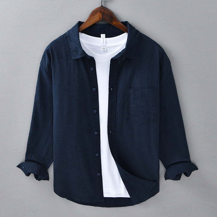Chemise Homme - Velours Côtelé Poche Col Rabattu