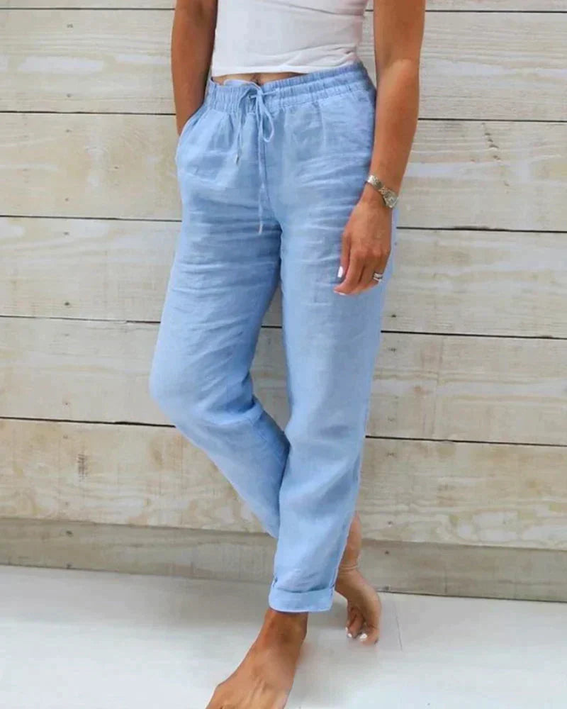 Pantalon Fluide Femme en Lin Léger – Coupe Moderne et Élégante, Idéal pour Toutes Occasions-2