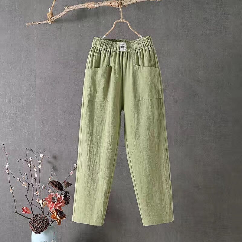 Variant image for Pantalon Décontracté Homme en Lin et Coton avec Ceinture Élastique et Poches Latérales - Confort et Style Printanier-23