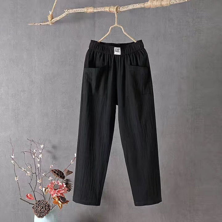 Variant image for Pantalon Décontracté Homme en Lin et Coton avec Ceinture Élastique et Poches Latérales - Confort et Style Printanier-25