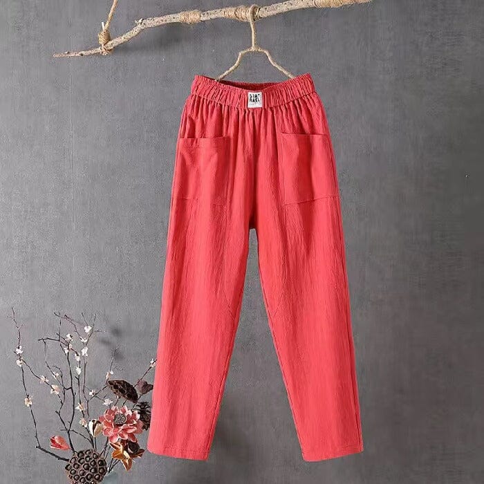 Pantalon Décontracté Homme en Lin et Coton avec Ceinture Élastique et Poches Latérales - Confort et Style Printanier-6
