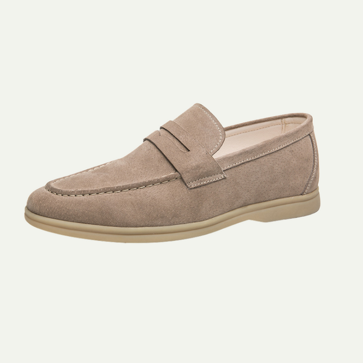 Mocassins Homme Suédine – Slip-On à Semelle Beige