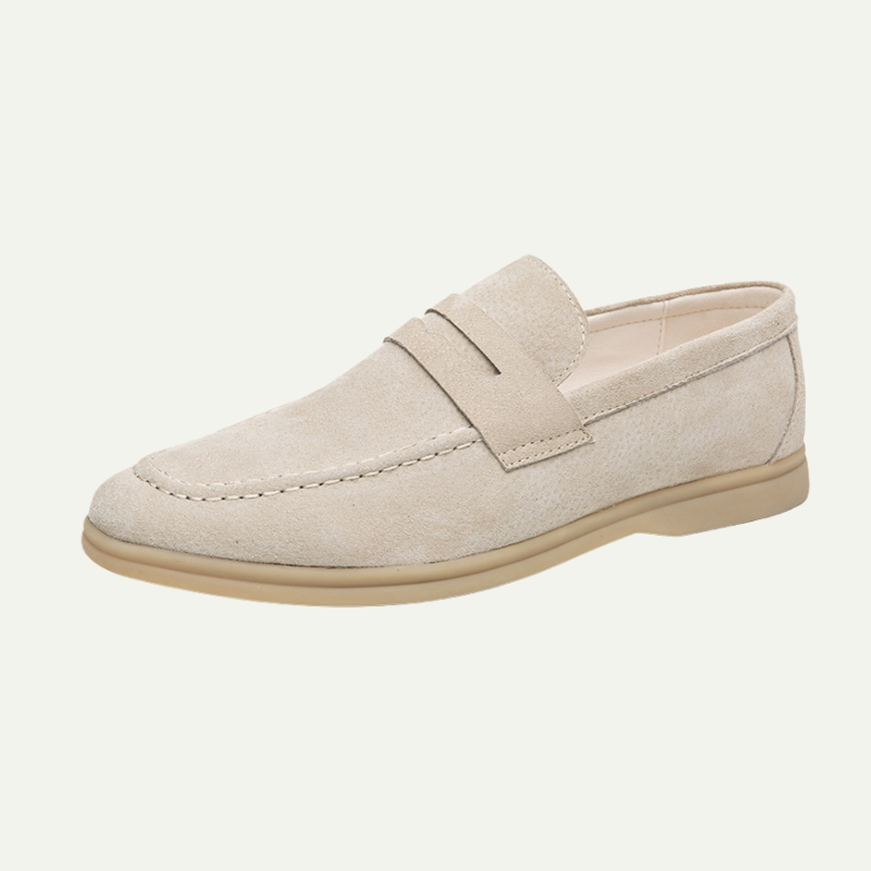 Mocassins Homme Suédine – Slip-On à Semelle Beige