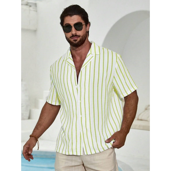 Chemise Homme Été – Manches Courtes & Col V Élégant