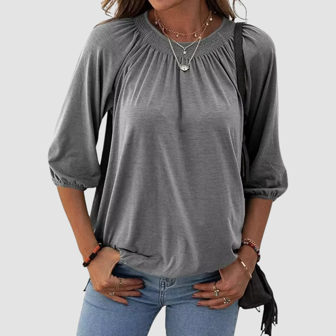 Haut Femme Détendu à Manches Courtes en Polyester Léger – Élégant et Confortable, Idéal pour Tenues Décontractées ou Chics-3