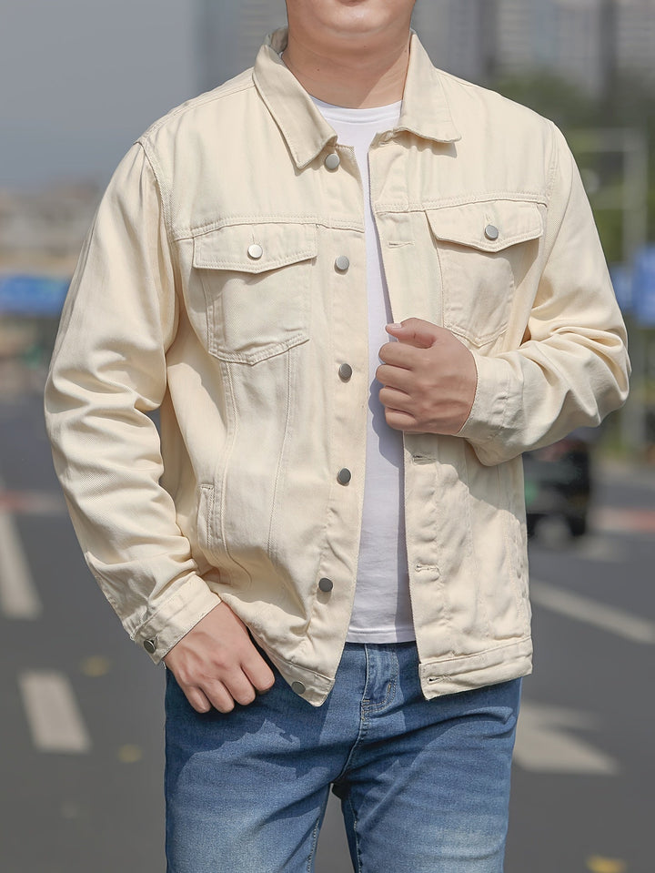 Veste en Jean Homme Décontractée en Coton Premium – Style Élégant et Confortable, Poches Pratiques, Tailles S à XL-1