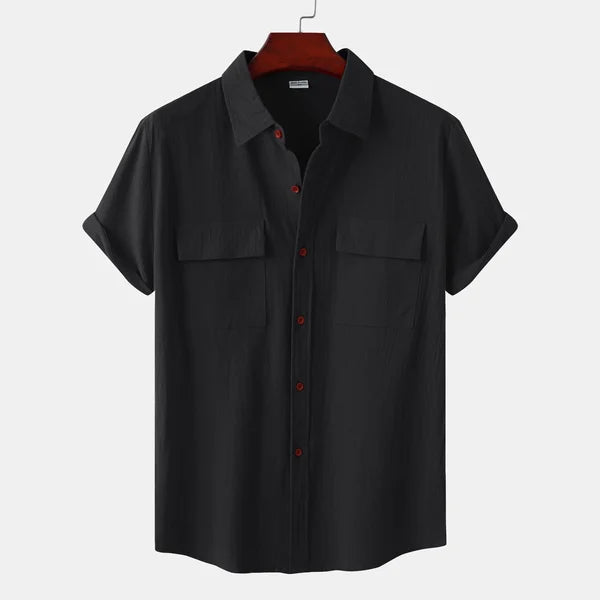 Chemise en Lin et Coton Homme à Manches Courtes – Confortable et Élégante pour l'Été-2