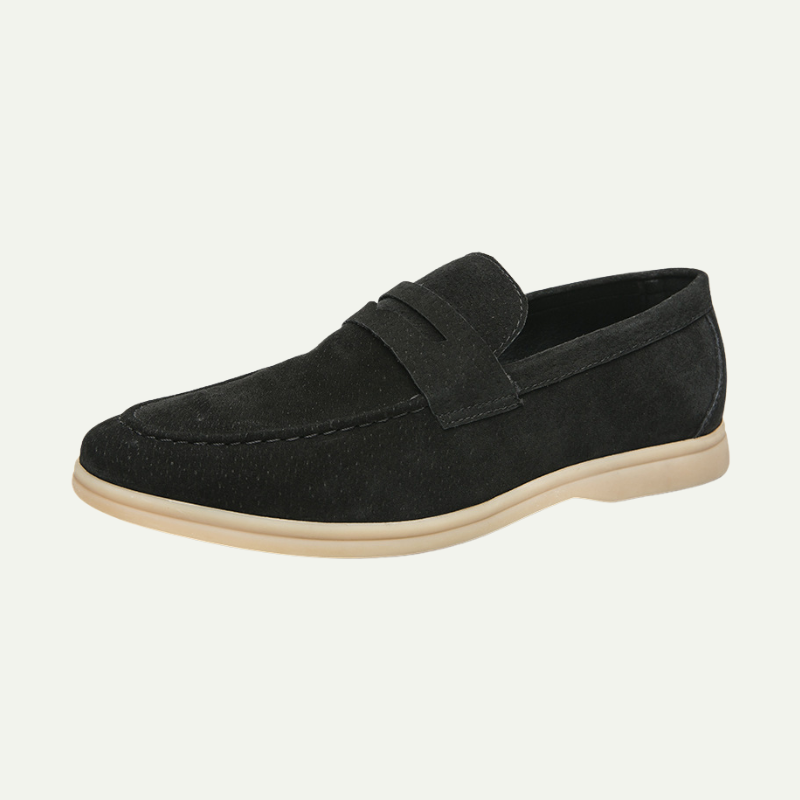 Mocassins Homme Suédine – Slip-On à Semelle Beige