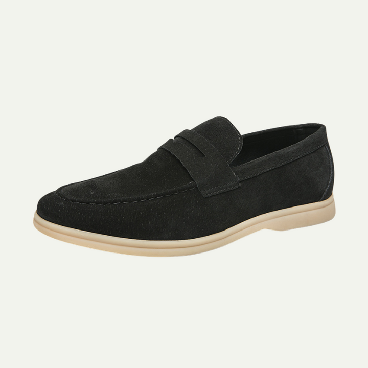Mocassins Homme Suédine – Slip-On à Semelle Beige