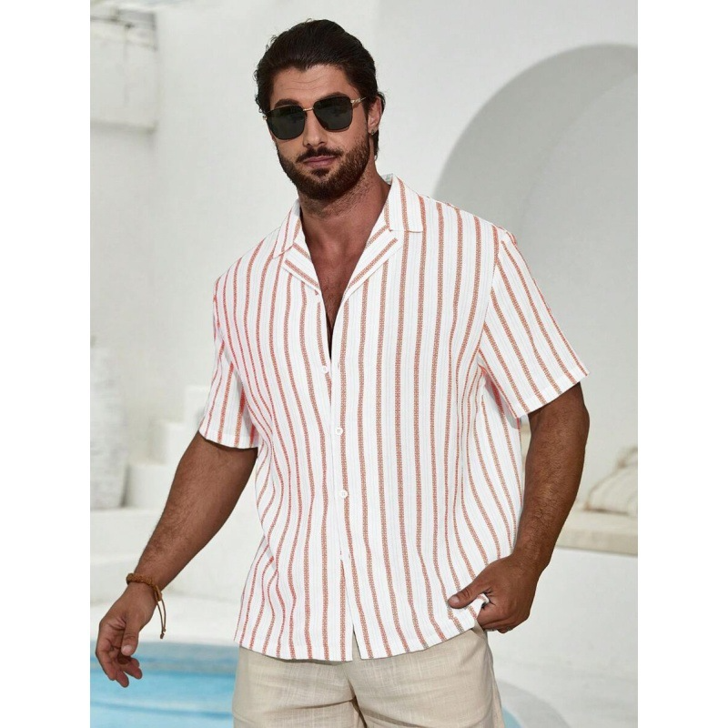 Chemise Homme Été – Manches Courtes & Col V Élégant