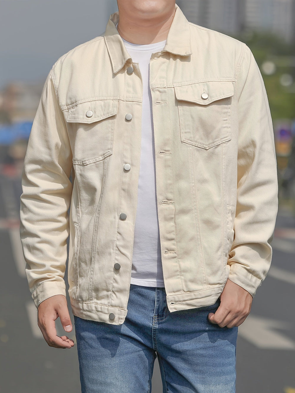 Veste en Jean Homme Décontractée en Coton Premium – Style Élégant et Confortable, Poches Pratiques, Tailles S à XL-2