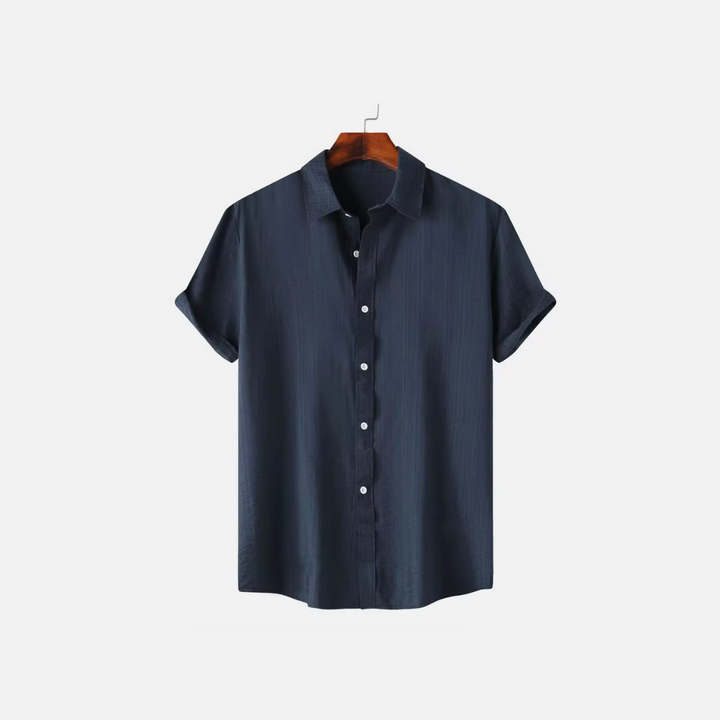 Chemise Homme Manches Courtes – Bleu Marine, Légère et Respirante