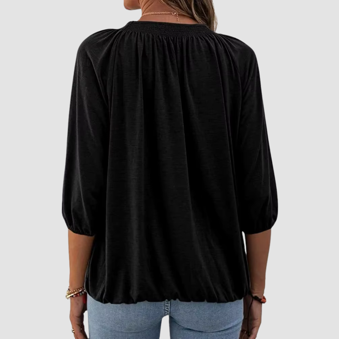 Haut Femme Détendu à Manches Courtes en Polyester Léger – Élégant et Confortable, Idéal pour Tenues Décontractées ou Chics-4