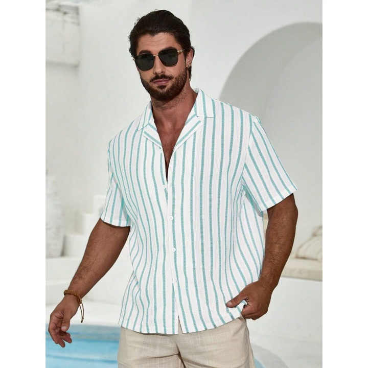 Chemise Homme Été – Manches Courtes & Col V Élégant