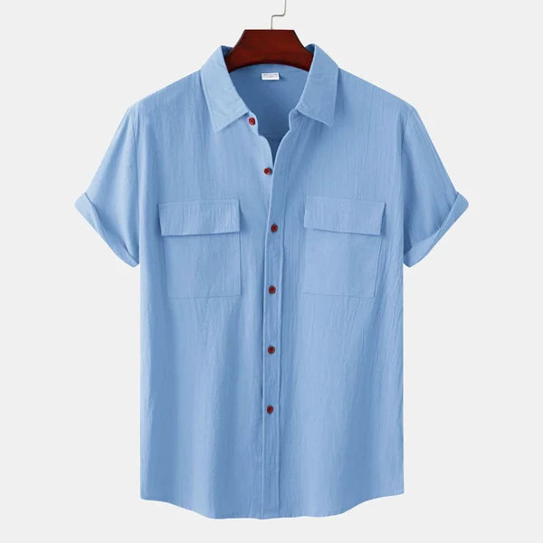 Chemise en Lin et Coton Homme à Manches Courtes – Confortable et Élégante pour l'Été-3