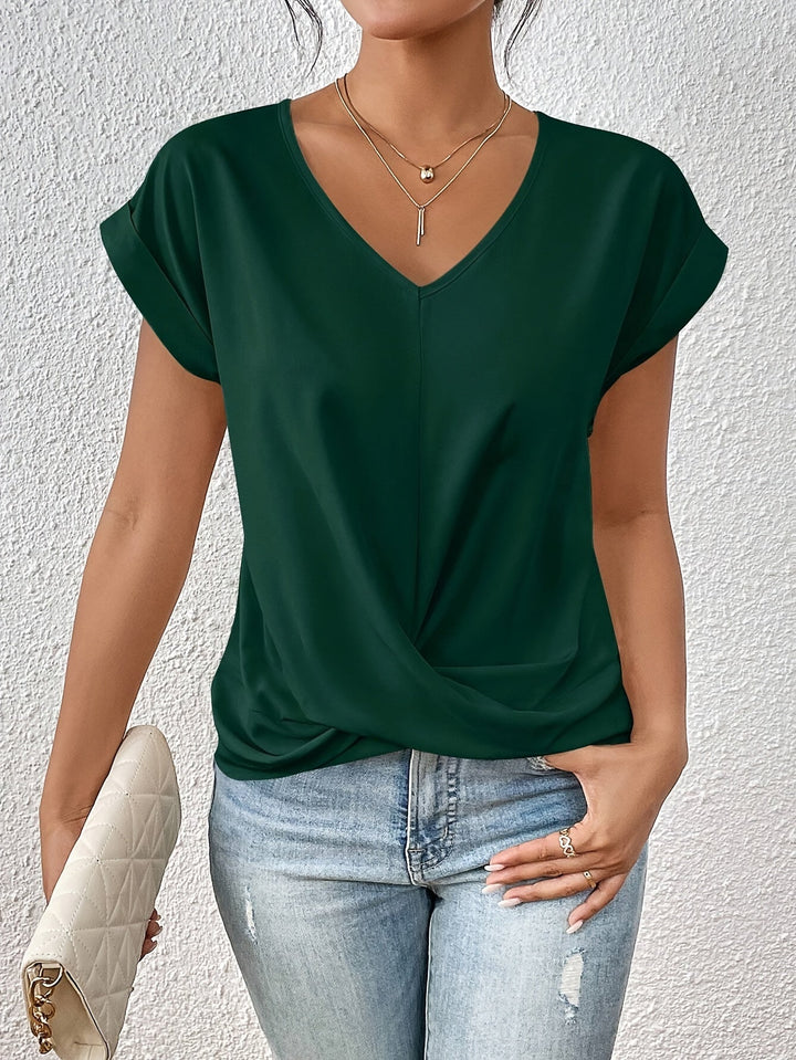 Variant image for Tee Shirt Femme Blanc à Encolure en Cœur - Tissu Léger et Confortable pour un Style Décontracté-26