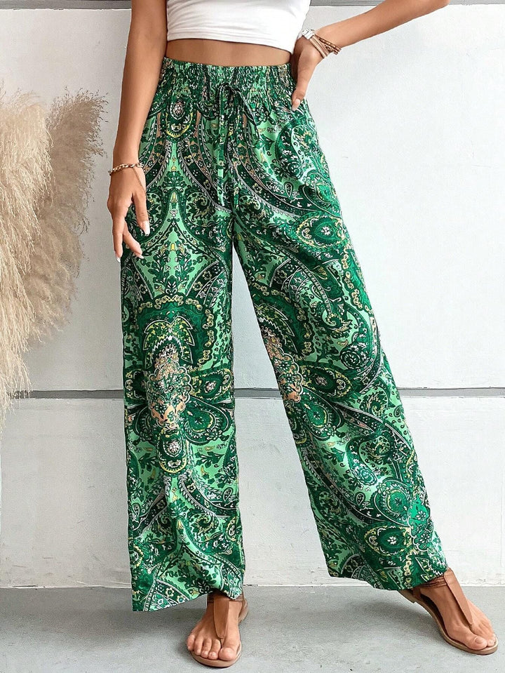 Pantalon Large Bohème Imprimé Paisley en Polyester Léger – Confort et Style Élégant-5
