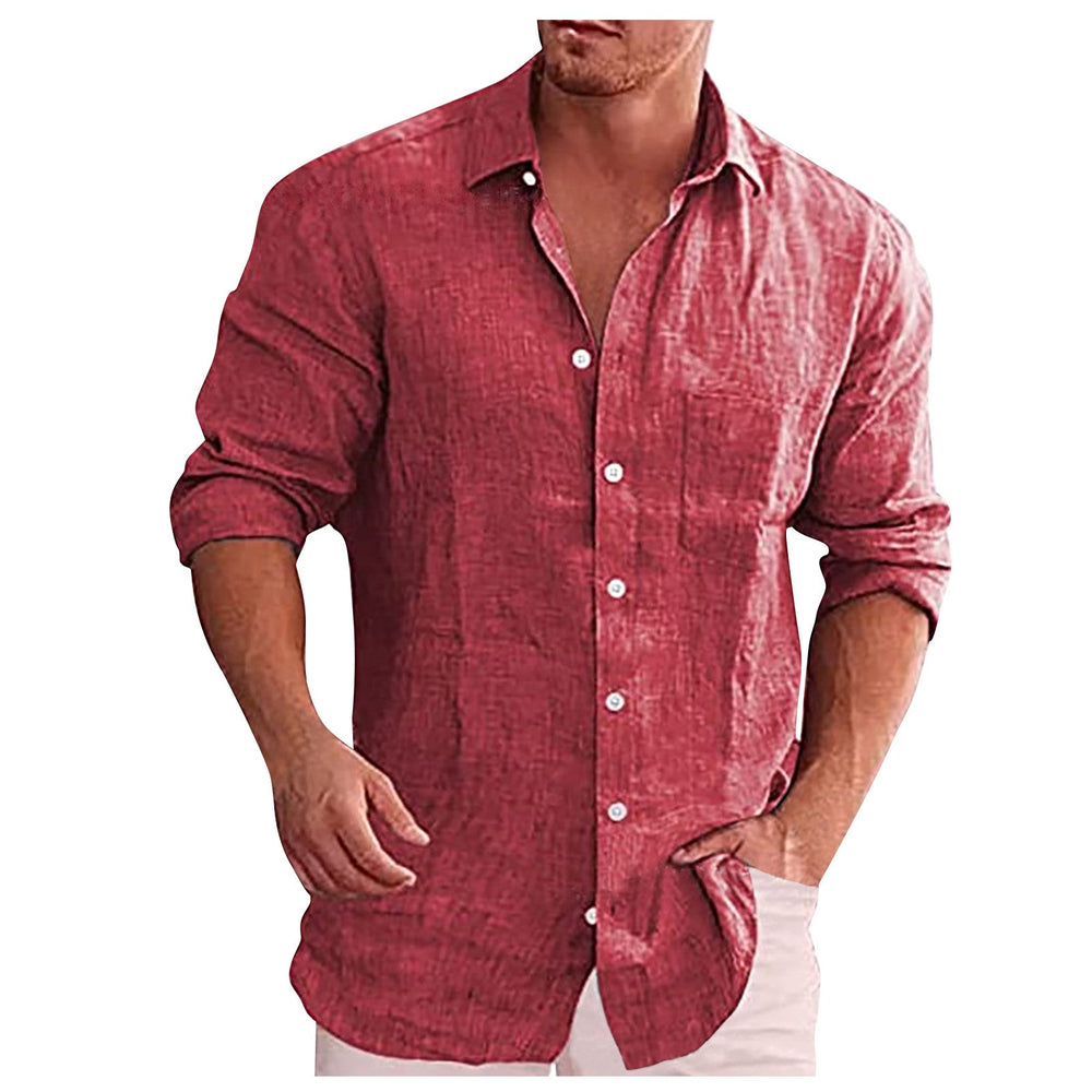 Chemise en Lin Homme Décontractée avec Col Revers – Élégante et Confortable pour Toutes Occasions-2