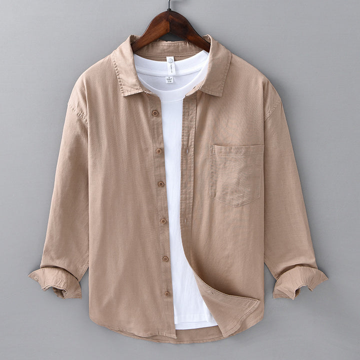 Chemise Homme - Velours Côtelé Poche Col Rabattu
