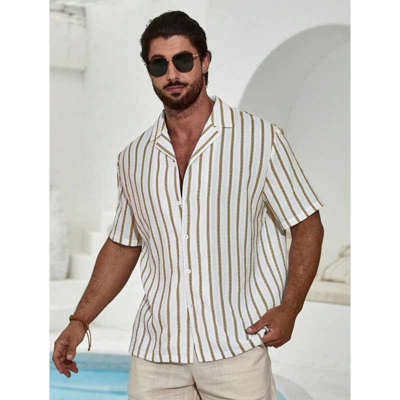 Chemise Homme Été – Manches Courtes & Col V Élégant