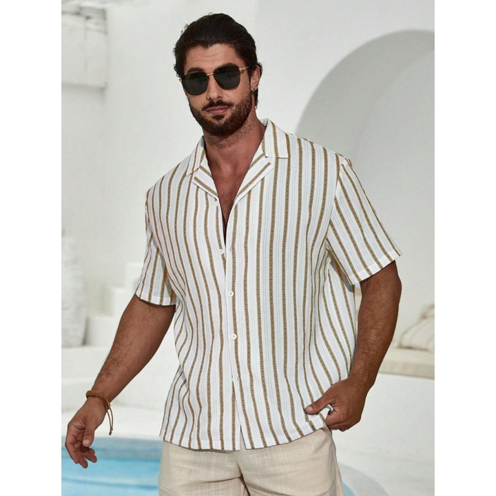 Chemise Homme Été – Manches Courtes & Col V Élégant