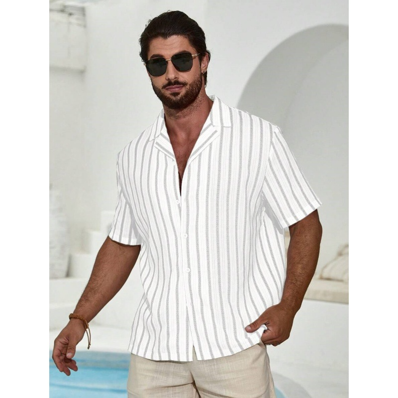 Chemise Homme Été – Manches Courtes & Col V Élégant