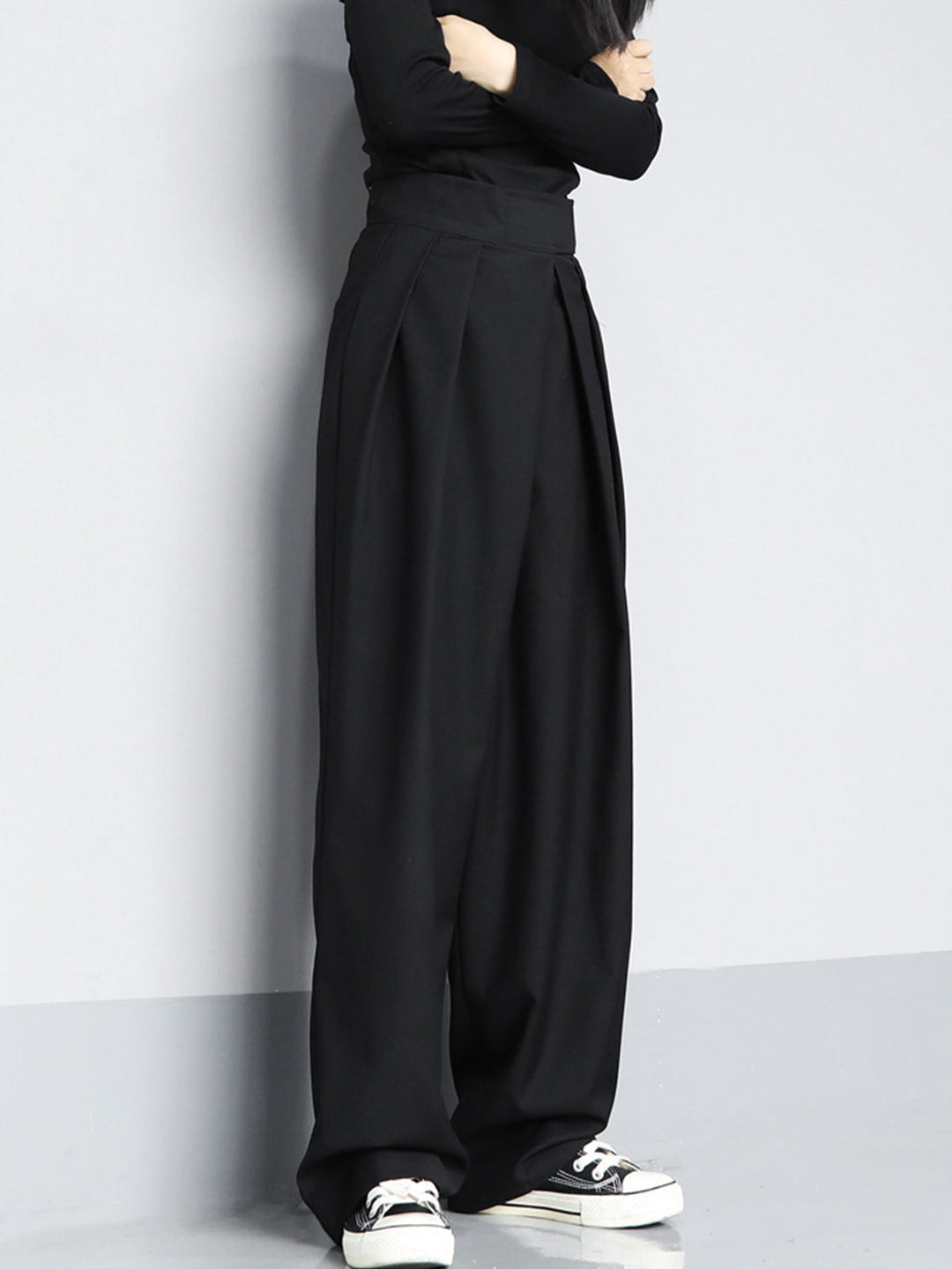 Pantalon Large Femme en Velcro, Confortable et Élégant, Coupe Ample, Idéal pour Saisons Fraîches, 80% Polyester-2