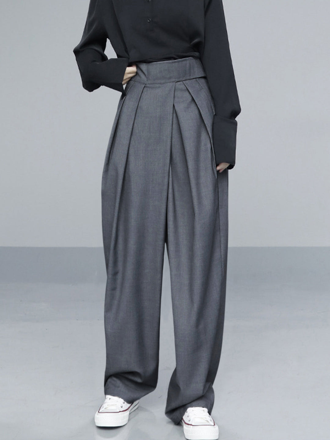 Pantalon Large Femme en Velcro, Confortable et Élégant, Coupe Ample, Idéal pour Saisons Fraîches, 80% Polyester-5