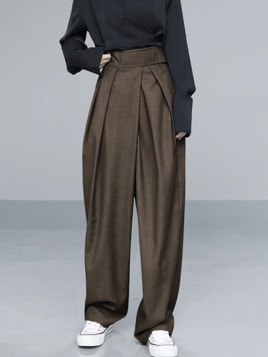 Variant image for Pantalon Large Femme en Velcro, Confortable et Élégant, Coupe Ample, Idéal pour Saisons Fraîches, 80% Polyester-16