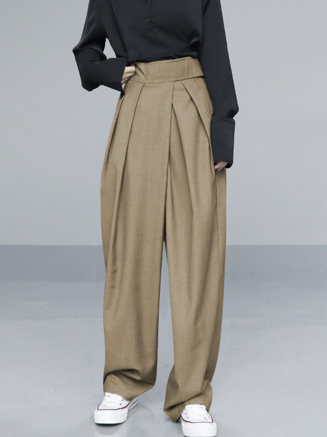 Variant image for Pantalon Large Femme en Velcro, Confortable et Élégant, Coupe Ample, Idéal pour Saisons Fraîches, 80% Polyester-11