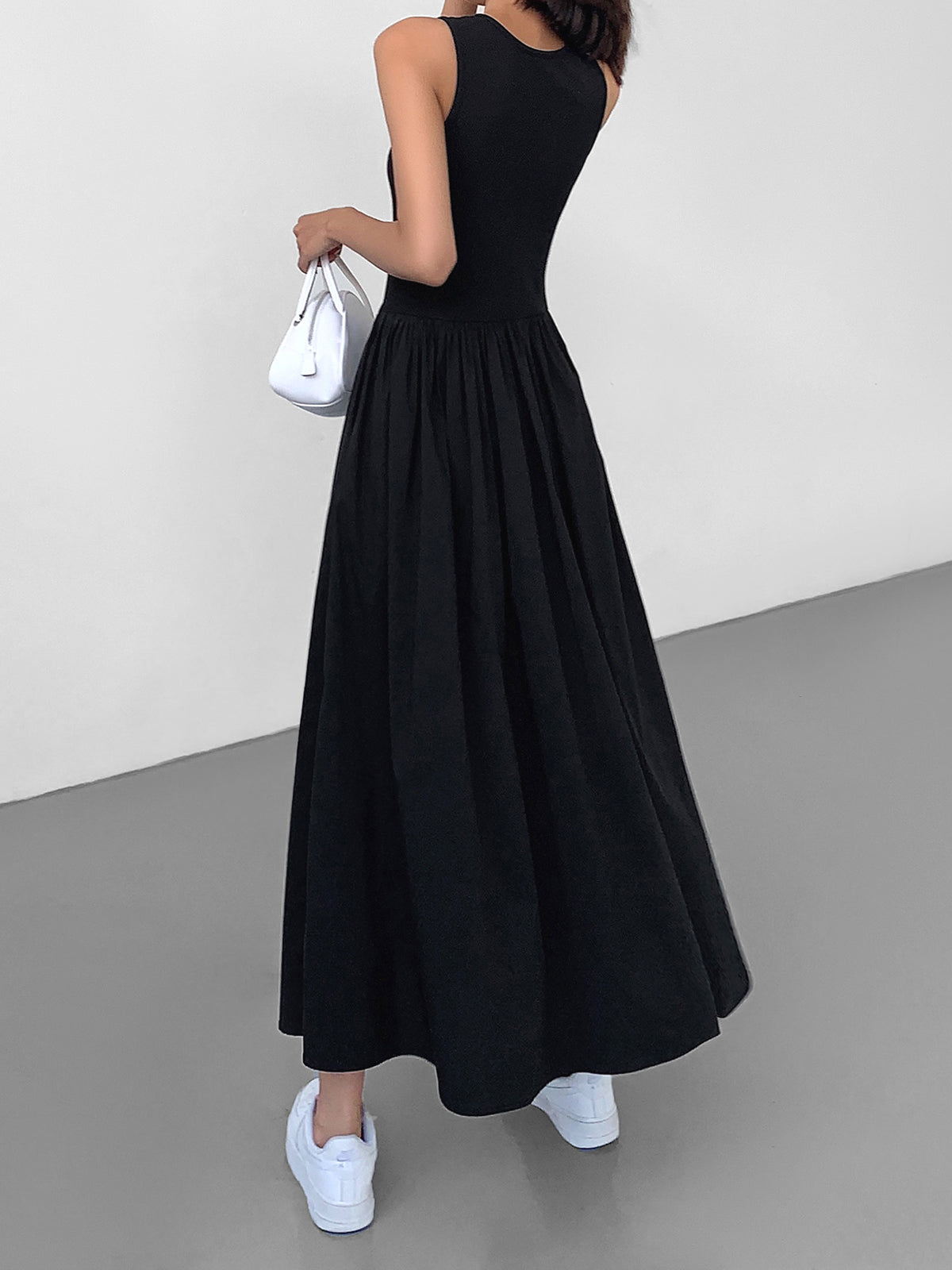 Robe Longue Femme Décontractée en Coton Blanc, Sans Manches, Idéale pour l'Été - Confort Optimal et Style Élégant-2