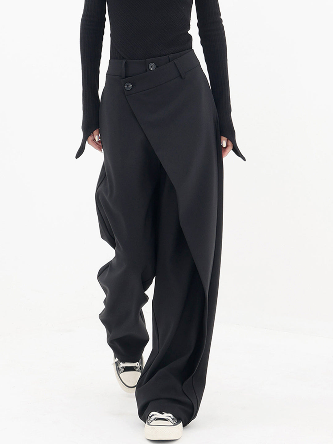 Pantalon Fluide Femme Asymétrique en Polyester et Rayonne – Confort Élégant, Longueur Pantalon, Plusieurs Tailles disponibles-1