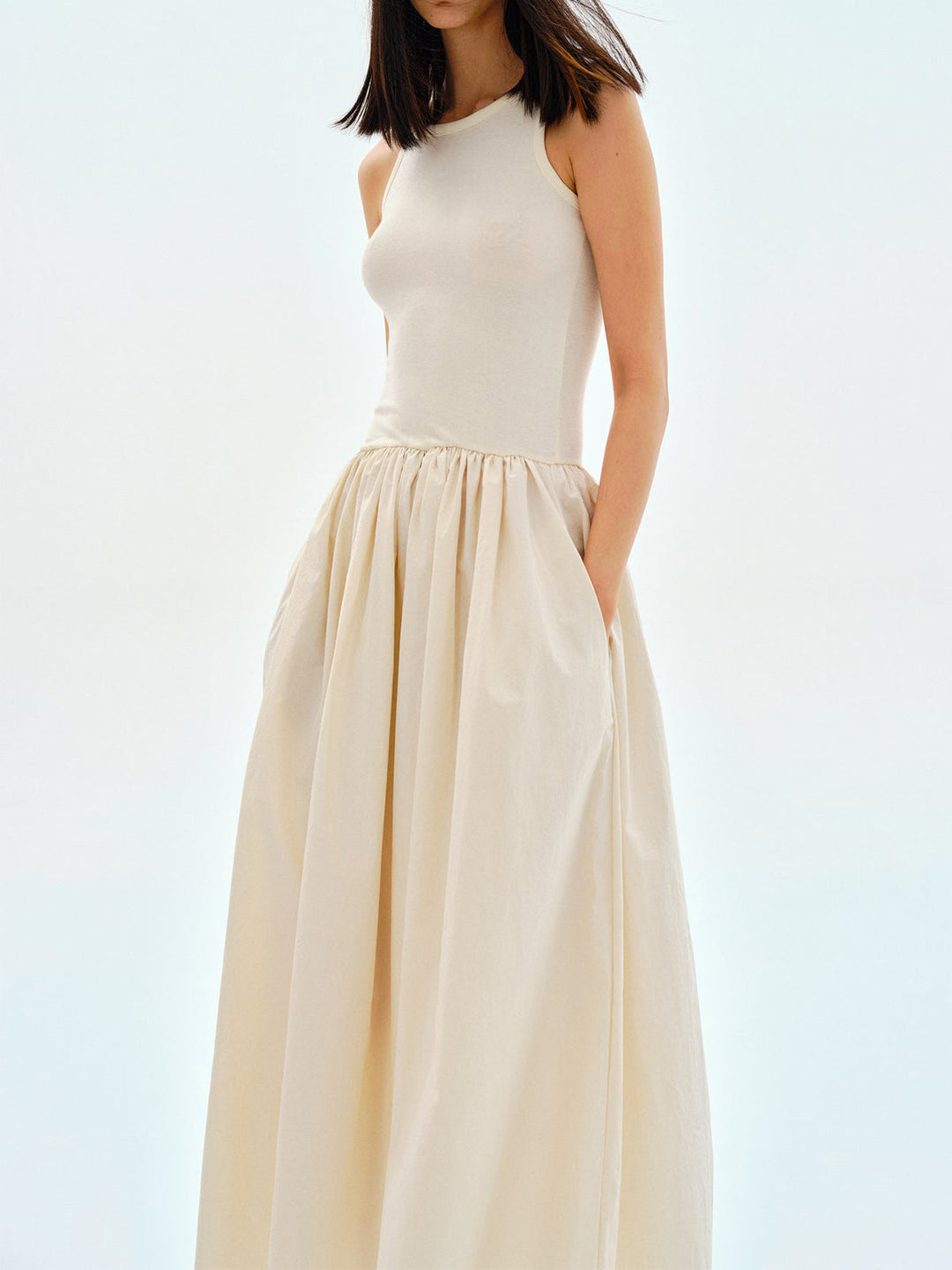 Variant image for Robe Longue Femme Décontractée en Coton Blanc, Sans Manches, Idéale pour l'Été - Confort Optimal et Style Élégant-6