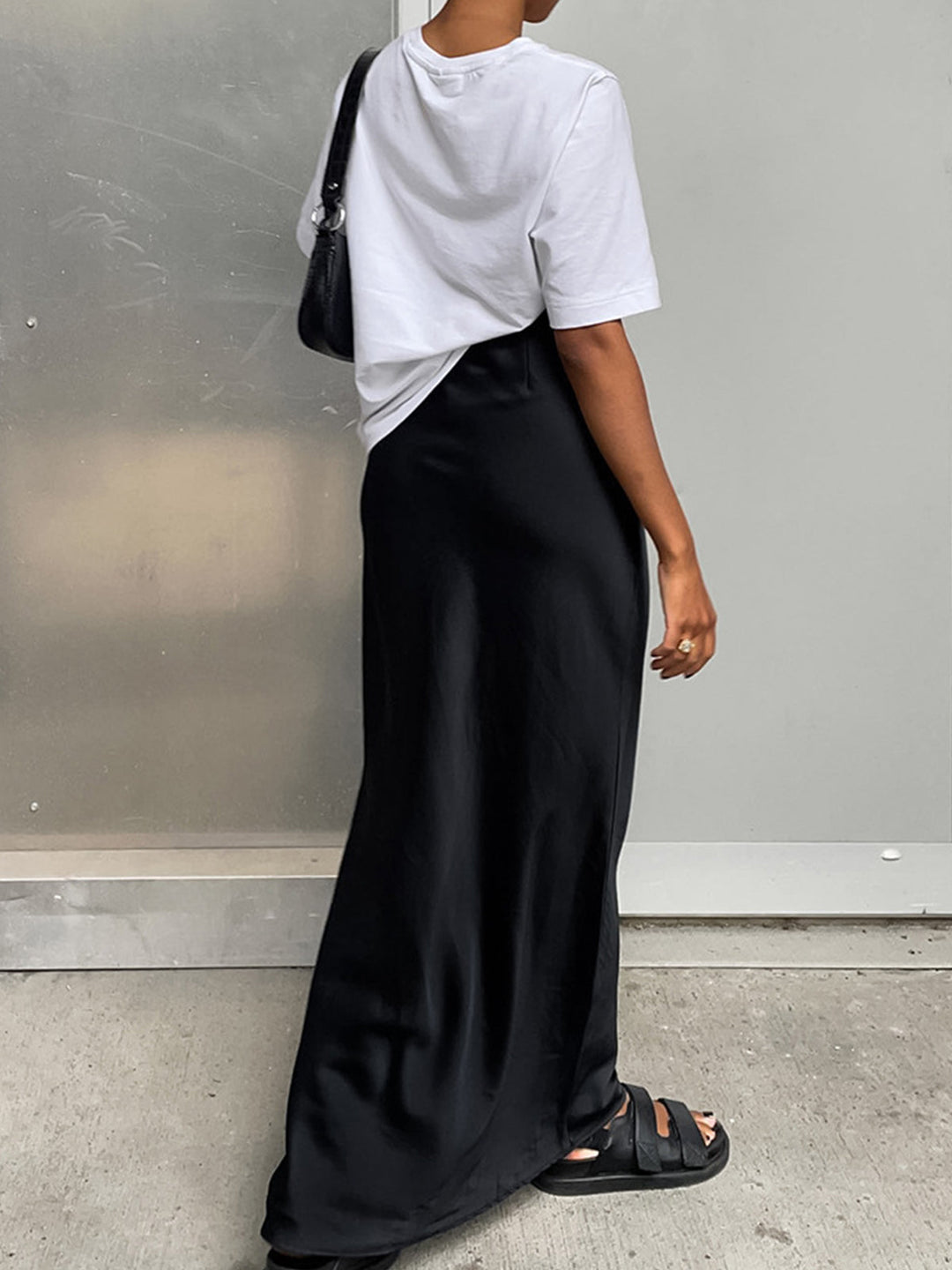 Jupe Maxi Longue en Satin Élastique pour Femme – Confort et Élégance, Ajustement Régulier, Plusieurs Tailles Disponibles-3