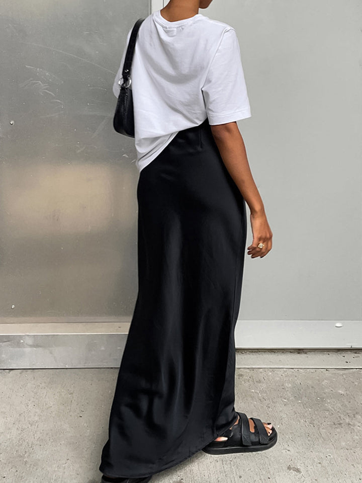 Jupe Maxi Longue en Satin Élastique pour Femme – Confort et Élégance, Ajustement Régulier, Plusieurs Tailles Disponibles-3